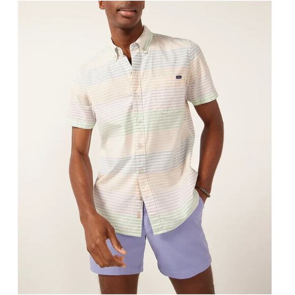NEW CHUBBIES Men's Pastel Striped The Rainbow Row Friday Button-Up Shirt Size M - Picture 1 of 6